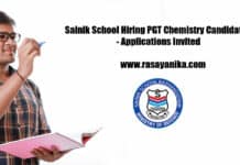 Sainik School Hiring PGT Chemistry Candidates - Applications Invited