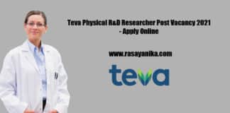 Teva Physical R&D Researcher Post Vacancy 2021 - Apply Online