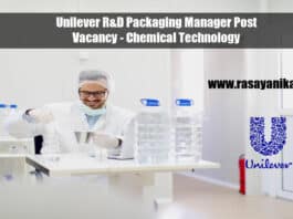 Unilever R&D Packaging Manager Post Vacancy - Chemical Technology