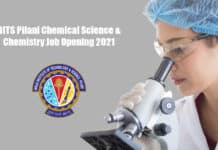 BITS Pilani Chemical Science & Chemistry Job Opening 2021