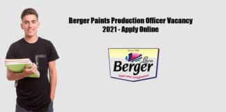 Berger Paints Production Officer Vacancy 2021 - Apply Online
