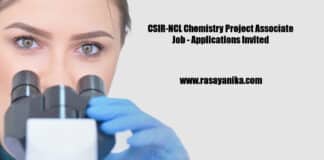 CSIR-NCL Chemistry Project Associate Job - Applications Invited