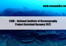 CSIR – National Institute of Oceanography Project Assistant Vacancy 2021