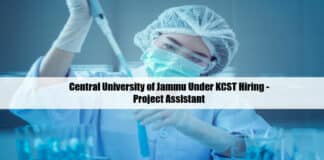 Central University of Jammu Under KCST Hiring - Project Assistant