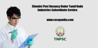 Chemist Post Vacancy Under Tamil Nadu Industries Subordinate Service