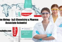 Colgate Hiring - I&S Chemistry & Pharma Associate Scientist Post Vacancy