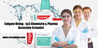 Colgate Hiring - I&S Chemistry & Pharma Associate Scientist Post Vacancy