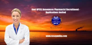Govt NPCIL Announces Pharmacist Recruitment - Applications Invited