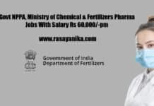 Govt NPPA, Ministry of Chemical & Fertilizers Pharma Jobs With Salary Rs 60,000/-pm