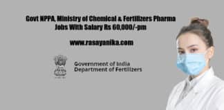 Govt NPPA, Ministry of Chemical & Fertilizers Pharma Jobs With Salary Rs 60,000/-pm