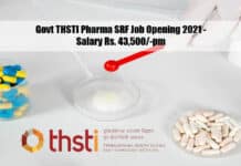 Govt THSTI Pharma SRF Job Opening 2021 - Salary Rs. 43,500/-pm