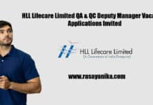 HLL Lifecare Limited QA & QC Deputy Manager Vacancy - Applications Invited