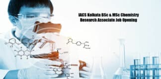 IACS Kolkata BSc & MSc Chemistry Research Associate Job Opening