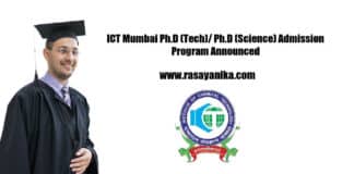 ICT Mumbai Ph.D (Tech)/ Ph.D (Science) Admission Program Announced