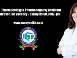 ICT Pharmacology & Pharmacognosy Assistant Professor Job Vacancy - Salary Rs 60,000/- pm