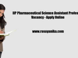 IIP Pharmaceutical Science Assistant Professor Vacancy - Apply Online