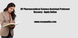 IIP Pharmaceutical Science Assistant Professor Vacancy - Apply Online