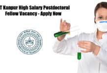 IIT Kanpur High Salary Postdoctoral Fellow Vacancy - Apply Now