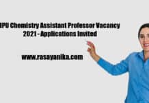 IPU Chemistry Assistant Professor Vacancy 2021 - Applications Invited