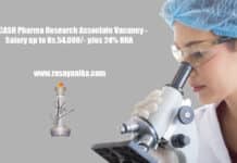 JNCASR Pharma Research Associate Vacancy - Salary up to Rs.54,000/- plus 24% HRA