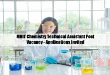 MNIT Chemistry Technical Assistant Post Vacancy - Applications Invited