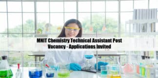 MNIT Chemistry Technical Assistant Post Vacancy - Applications Invited