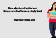 Masco Freshers Postdoctoral Research Fellow Vacancy - Apply Now !