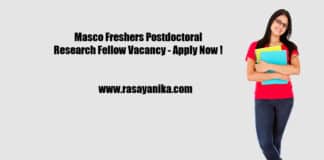 Masco Freshers Postdoctoral Research Fellow Vacancy - Apply Now !