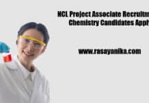 NCL Project Associate Recruitment - Chemistry Candidates Apply