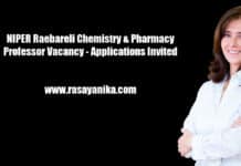 NIPER Raebareli Chemistry & Pharmacy Professor Vacancy - Applications Invited