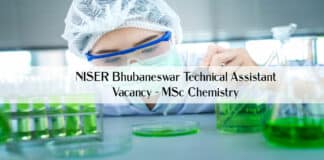 NISER Bhubaneswar Technical Assistant Vacancy - MSc Chemistry