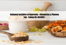 National Institute of Ayurveda - Chemistry & Pharma Job - Salary Rs 40,000/-