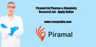 Piramal Ltd Pharma & Chemistry Research Job - Apply Online