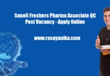 Sanofi Freshers Pharma Associate QC Post Vacancy - Apply Online