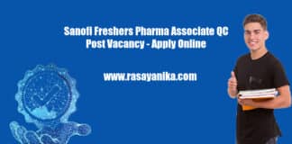 Sanofi Freshers Pharma Associate QC Post Vacancy - Apply Online