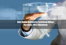 Shiv Nadar University Technical Officer Vacancy - MSc Chemistry