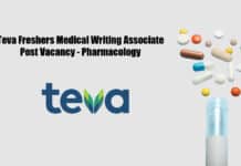 Teva Freshers Medical Writing Associate Post Vacancy - Pharmacology