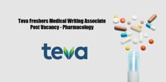 Teva Freshers Medical Writing Associate Post Vacancy - Pharmacology