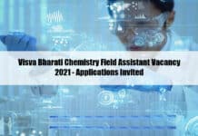 Visva Bharati Chemistry Field Assistant Vacancy 2021 - Applications Invited