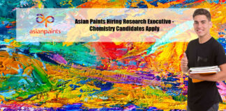 Asian Paints Hiring Research Executive - Chemistry Candidates Apply