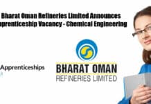 Bharat Oman Refineries Limited Announces Apprenticeship Vacancy - Chemical Engineering