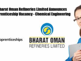 Bharat Oman Refineries Limited Announces Apprenticeship Vacancy - Chemical Engineering