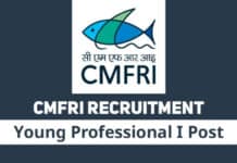 CMFRI Young Professional-I Recruitment - Applications Invited