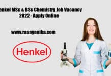 Henkel MSc & BSc Chemistry Job Vacancy 2022 - Apply Online