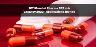 ICT Mumbai Pharma SRF Job Vacancy 2022 - Applications Invited
