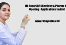 IIT Ropar JRF Chemistry & Pharma Job Opening - Applications Invited