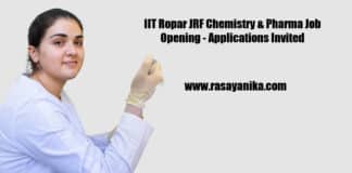 IIT Ropar JRF Chemistry & Pharma Job Opening - Applications Invited