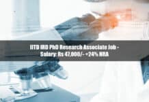 IITD IRD PhD Research Associate Job - Salary: Rs 47,000/- +24% HRA