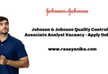 Johnson & Johnson Quality Control Associate Analyst Vacancy - Apply Online