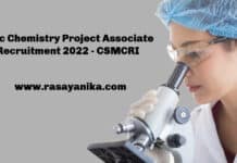 MSc Chemistry Project Associate Recruitment 2022 - CSMCRI